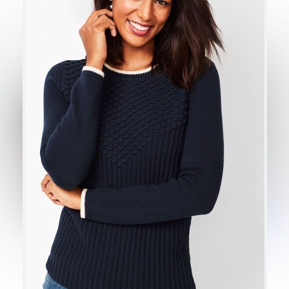 Talbots Sweaters - Talbots textured navy cotton sweater size M